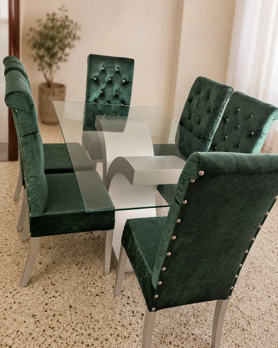Comedor Verde Esmeralda 6 Puestos